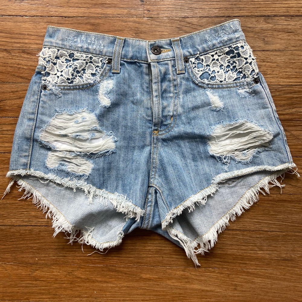 Carmar High Waisted Lace Detail Jean Short